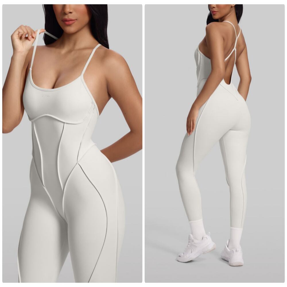 BetterMe Large BTTRM Sculpt Seamless Strappy Yoga Activewear Jumpsuit NWT
